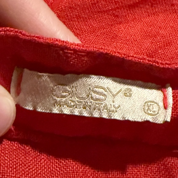 Giusy Women’s Dress Red 100% Linen Tiered Short Sleeve Shift, size XL - Picture 8 of 10